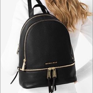 Michael Kors Black Leather Rhea Backpack